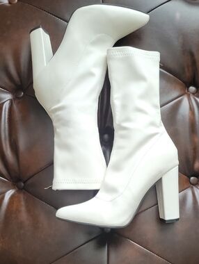 Nasty Gal White Block Heel Ankle Boots for Women